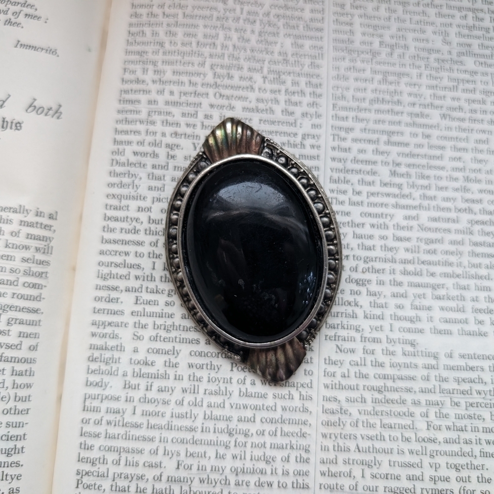 Vintage Silver and Black Stone Pendant